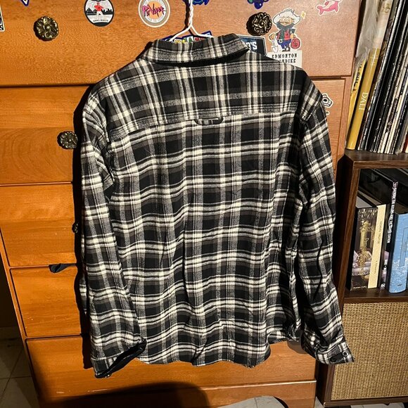 Rainforest Flannel Button-Up Shirt – Black & White Plaid - Picture 2 of 3